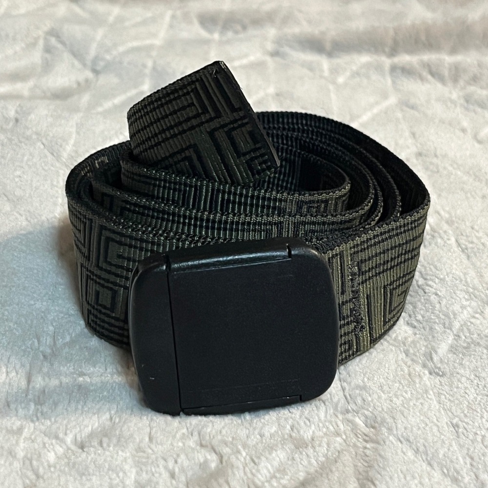 Vintage Bison Designs Mens Woven Belt Nylon Hiking Olive Green Gorpcore 44" USA